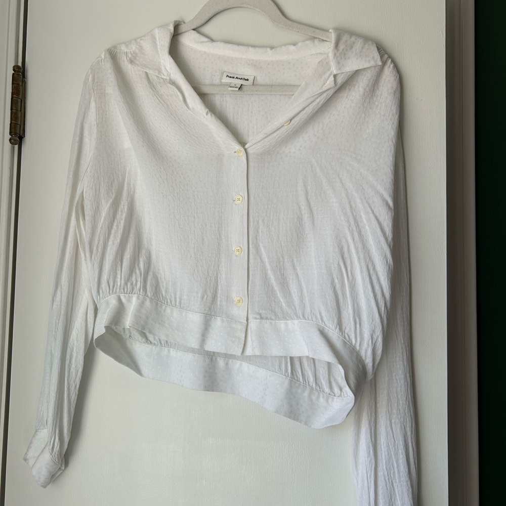 White Button-Up Cropped Top